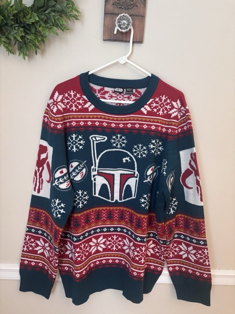 Star Wars Mens Size XXL Boba Getting The Mandalorian Ugly Christmas Sweater